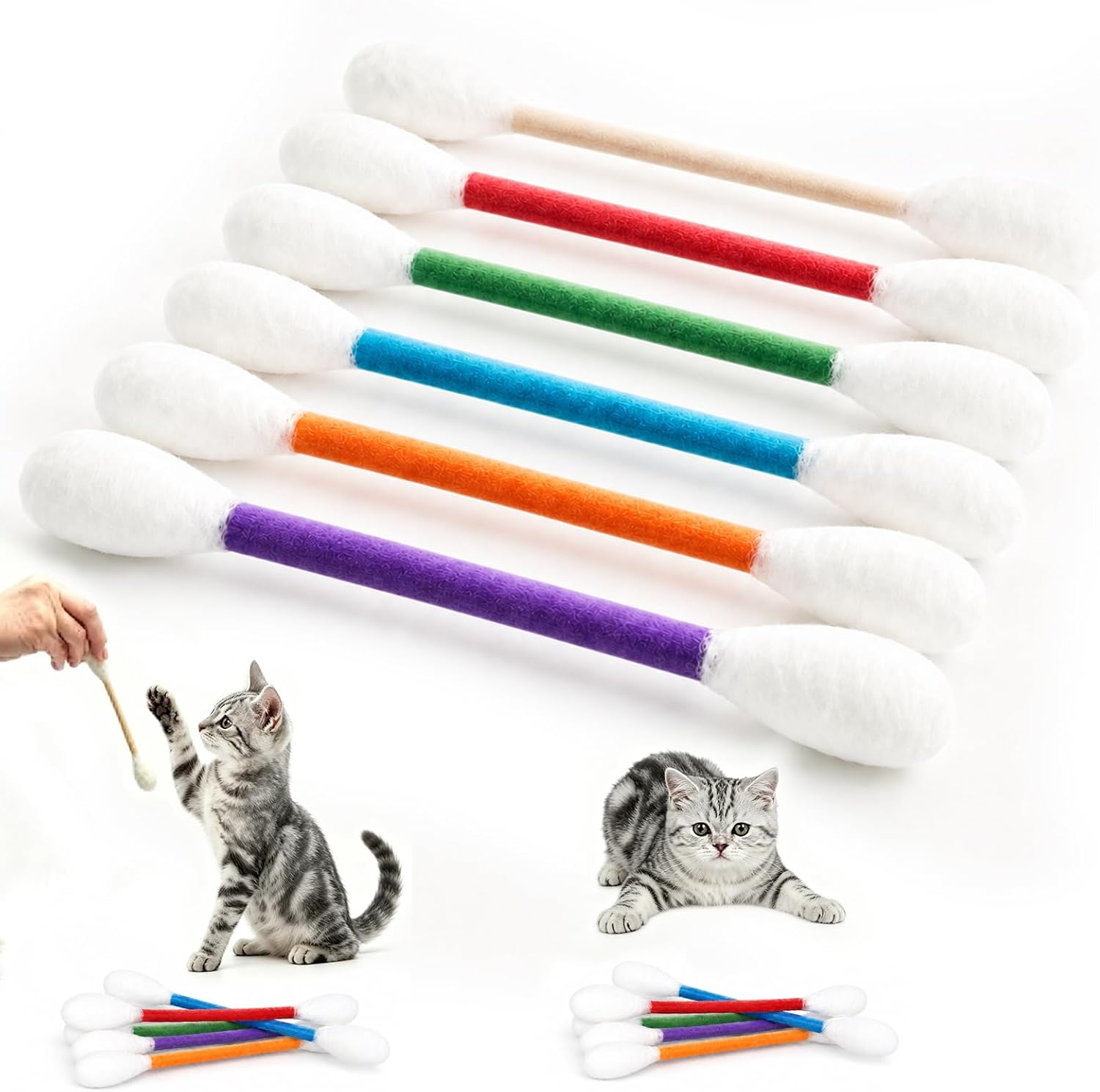 Wood Filler Stick - ของเล่นแมวมิ้นท์สร้างสรรค์ รูปทรงขนมสายไหมขนาดใหญ่ ชุด 6 ชิ้น แท่งเคี้ยวขนาดยักษ์
